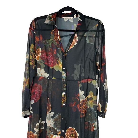 Soft Surroundings Anais Black Floral Long Sleeve Maxi Dress - Picture 3 of 15
